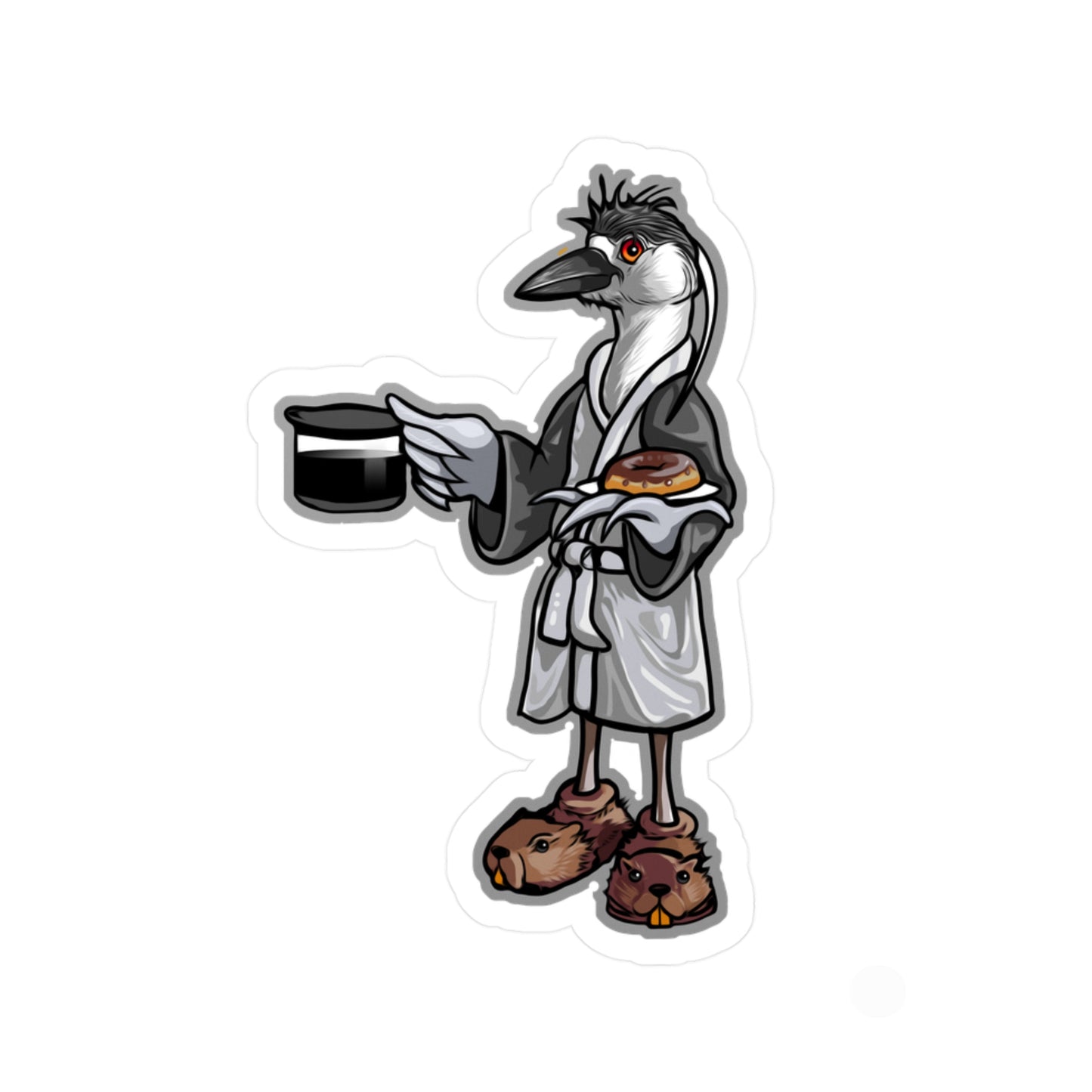 Black Crowned Morning Heron no Text Kiss-Cut Vinyl Decals