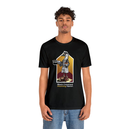 Black Crowned Morning Heron Unisex Jersey Short Sleeve Tee