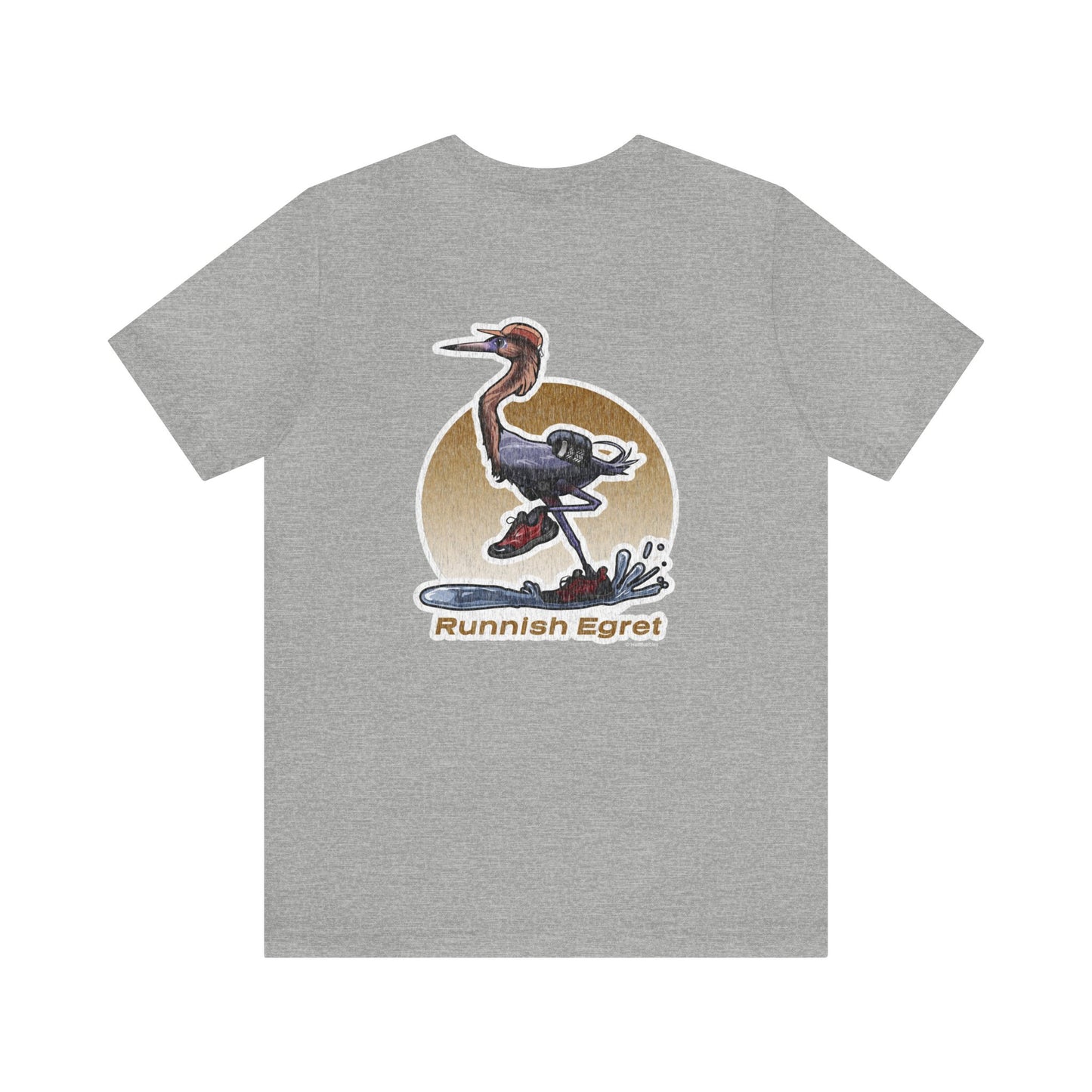 Weathered Runnish Egret Back Design Unisex Jersey Short Sleeve Tee