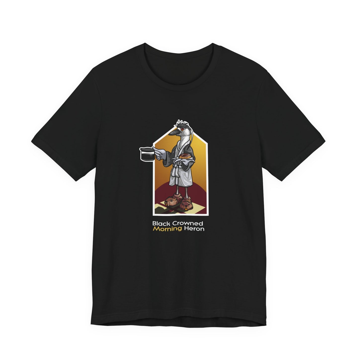 Black Crowned Morning Heron Unisex Jersey Short Sleeve Tee