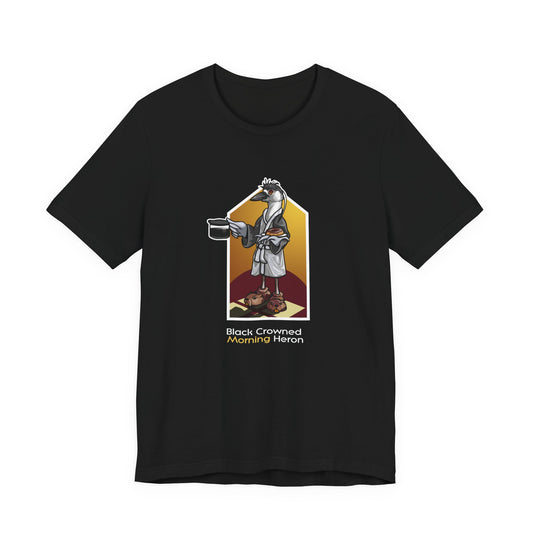 Black Crowned Morning Heron Unisex Jersey Short Sleeve Tee