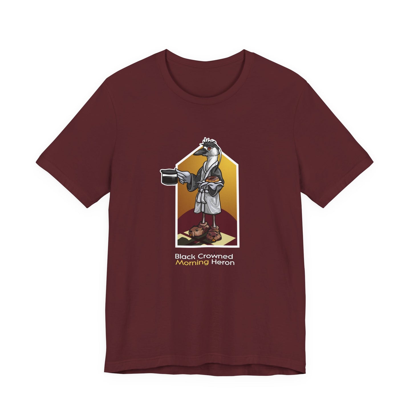 Black Crowned Morning Heron Unisex Jersey Short Sleeve Tee
