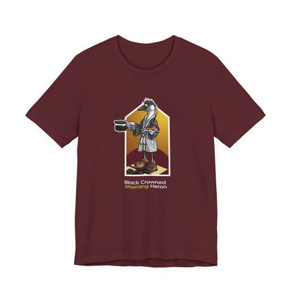 Black Crowned Morning Heron Unisex Jersey Short Sleeve Tee