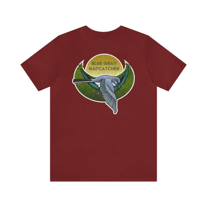 Weathered Blue Gray Napcatcher Back Design Unisex Jersey Short Sleeve Tee