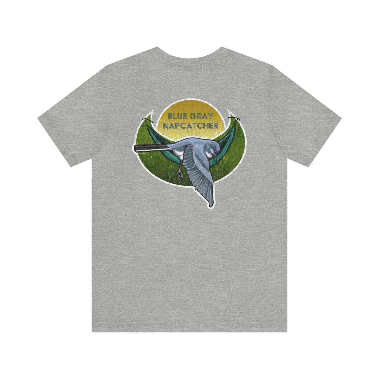 Weathered Blue Gray Napcatcher Back Design Unisex Jersey Short Sleeve Tee