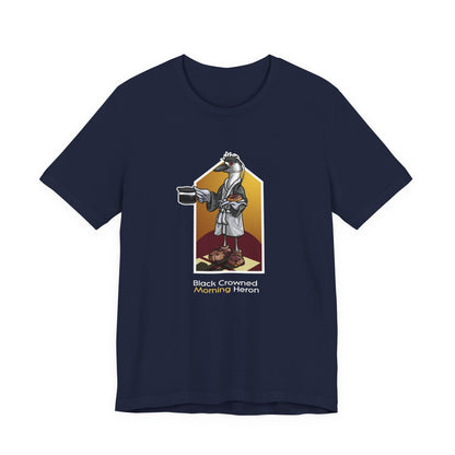 Black Crowned Morning Heron Unisex Jersey Short Sleeve Tee