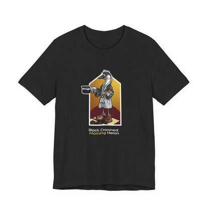 Black Crowned Morning Heron Unisex Jersey Short Sleeve Tee