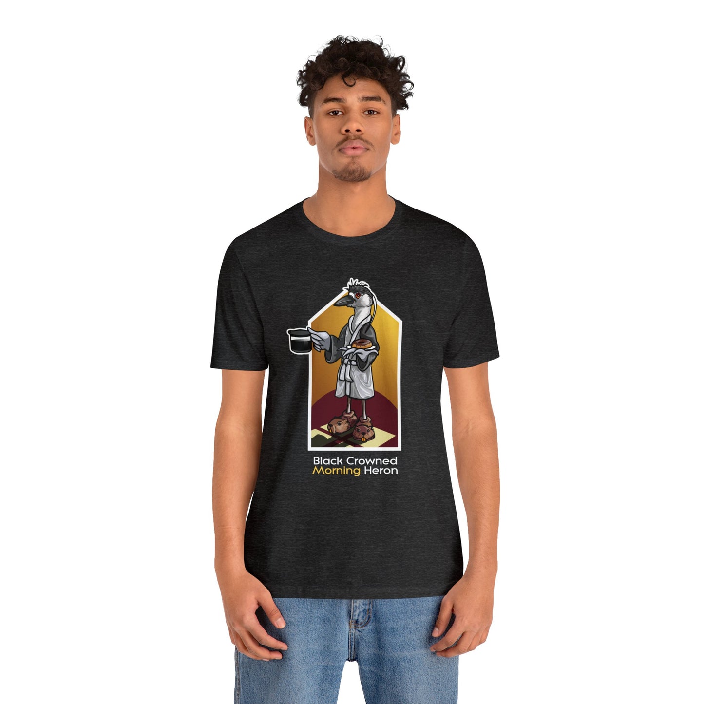 Black Crowned Morning Heron Unisex Jersey Short Sleeve Tee