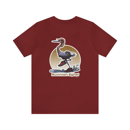 Weathered Runnish Egret Back Design Unisex Jersey Short Sleeve Tee