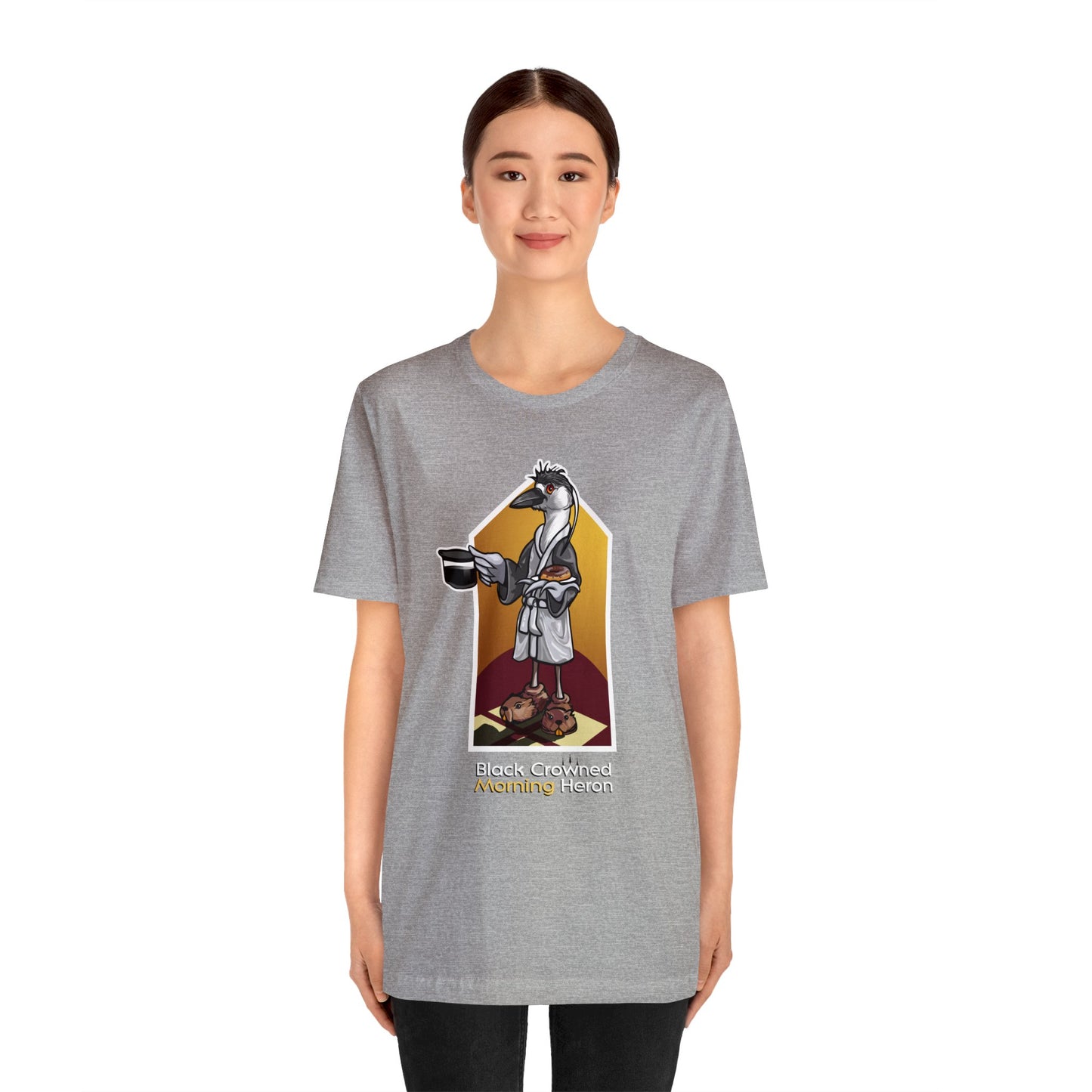 Black Crowned Morning Heron Unisex Jersey Short Sleeve Tee