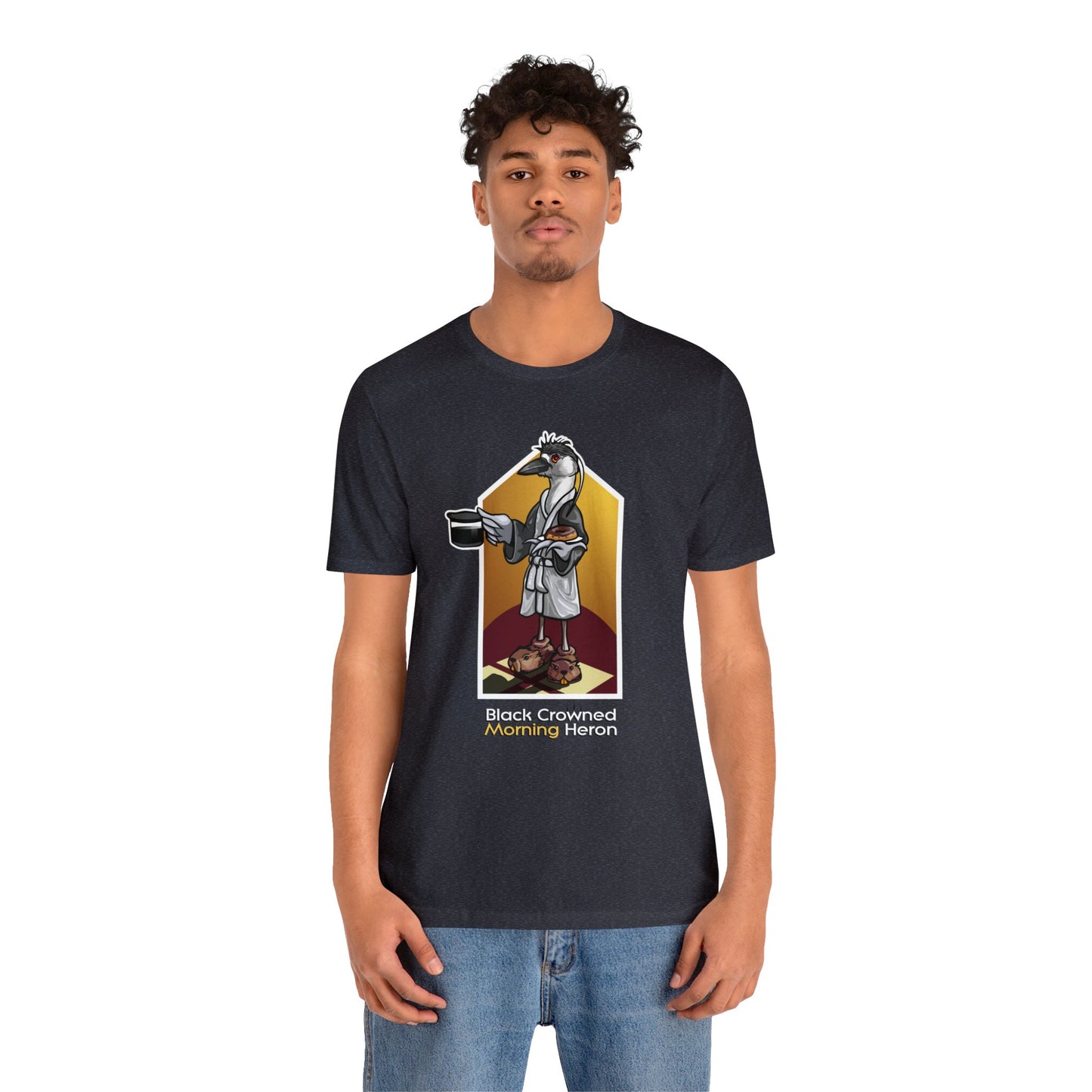 Black Crowned Morning Heron Unisex Jersey Short Sleeve Tee