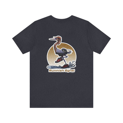 Weathered Runnish Egret Back Design Unisex Jersey Short Sleeve Tee