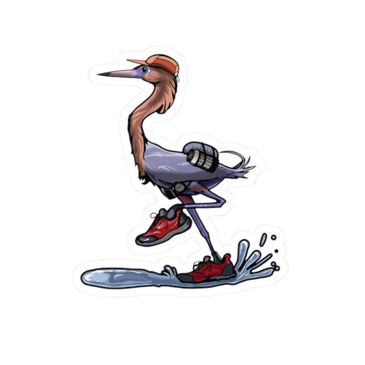 Runnish Egret, No Text, Kiss-Cut Vinyl Decals