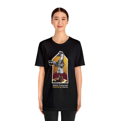 Black Crowned Morning Heron Unisex Jersey Short Sleeve Tee