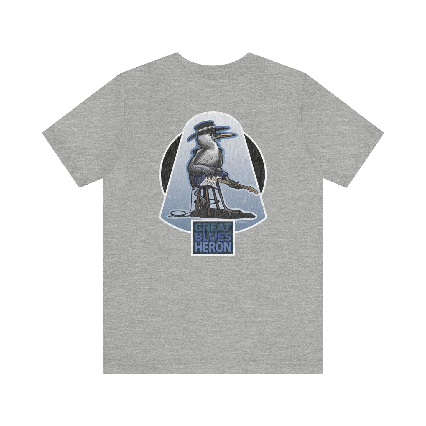 Weathered Great Blues Heron Back Design Unisex Jersey Short Sleeve Tee